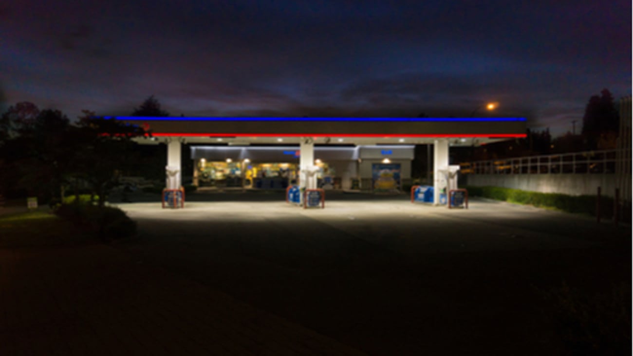 Husky  Gas station and retail convenience store at night
