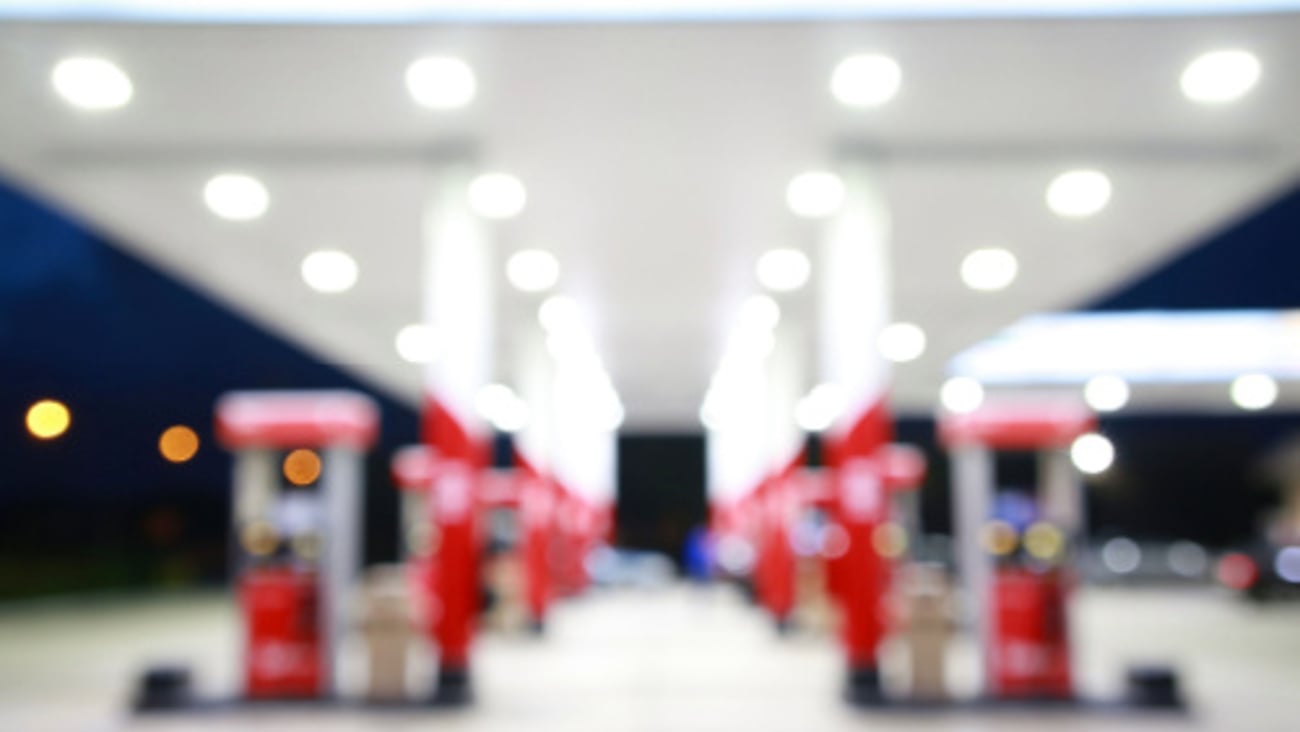 Gas Station at Night Abstract Out of Focus 2 Stops Overexposed