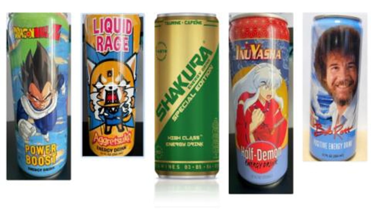 Group shot of recalled energy drinks