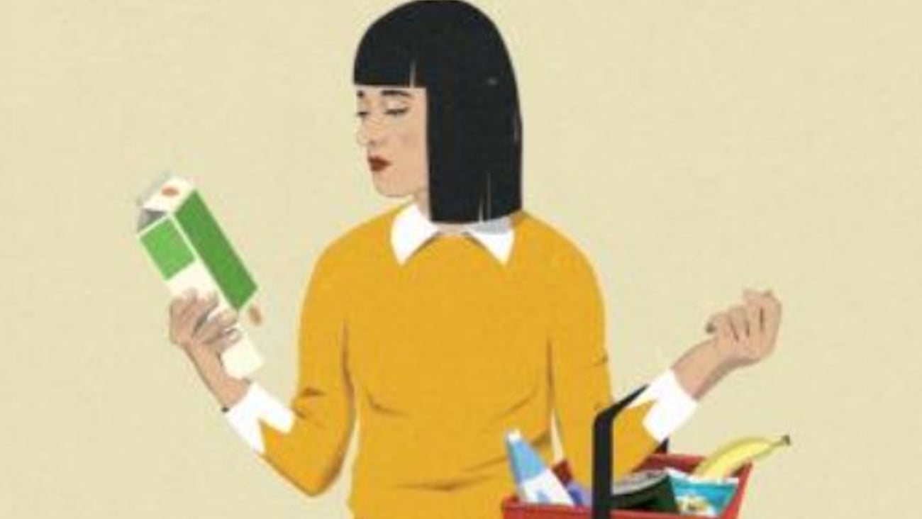 Shopper checking a label