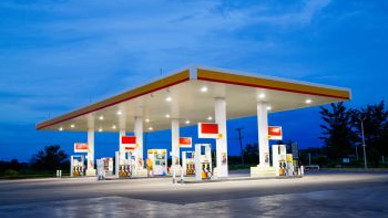 Gas Station at Dusk Stock Image