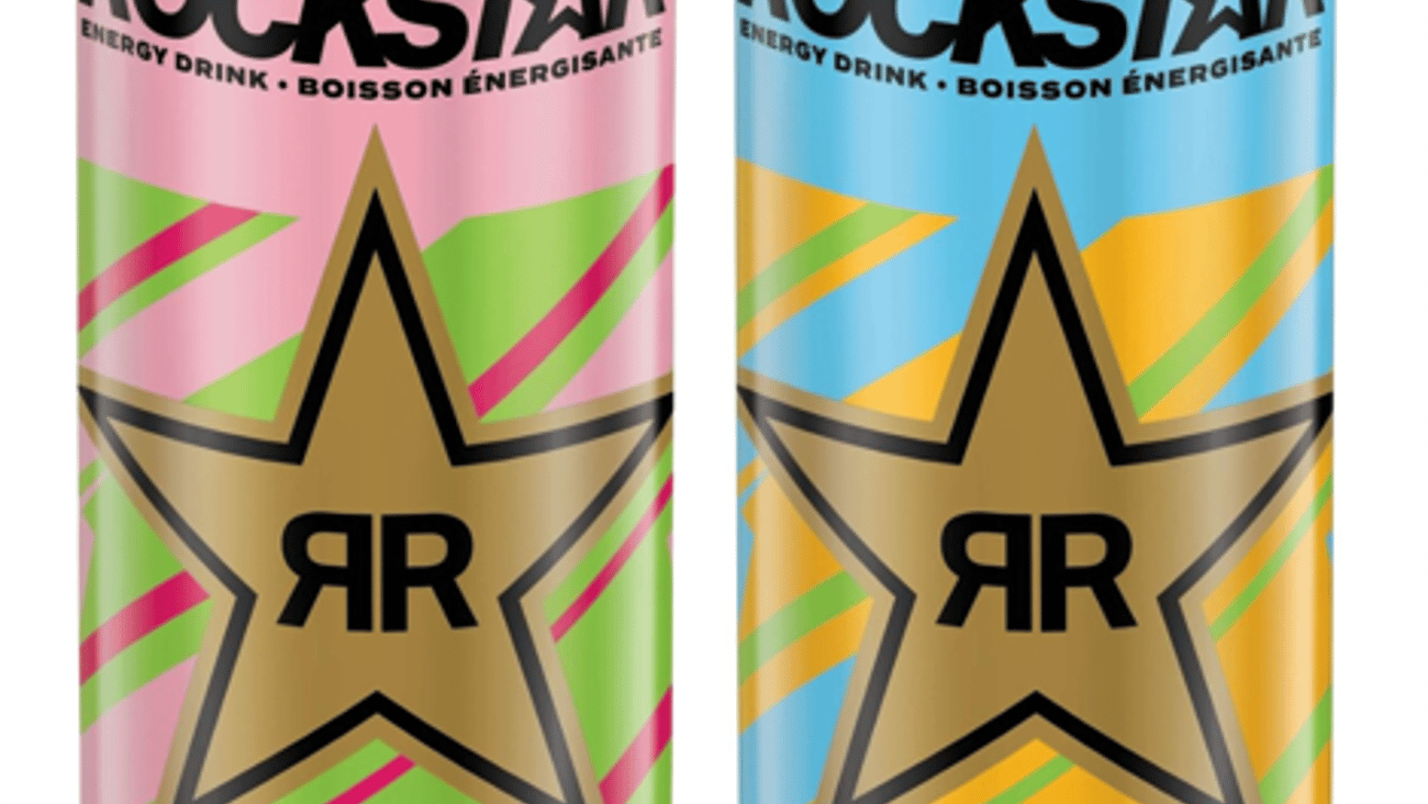 Two cans of no-sugar Rockstar