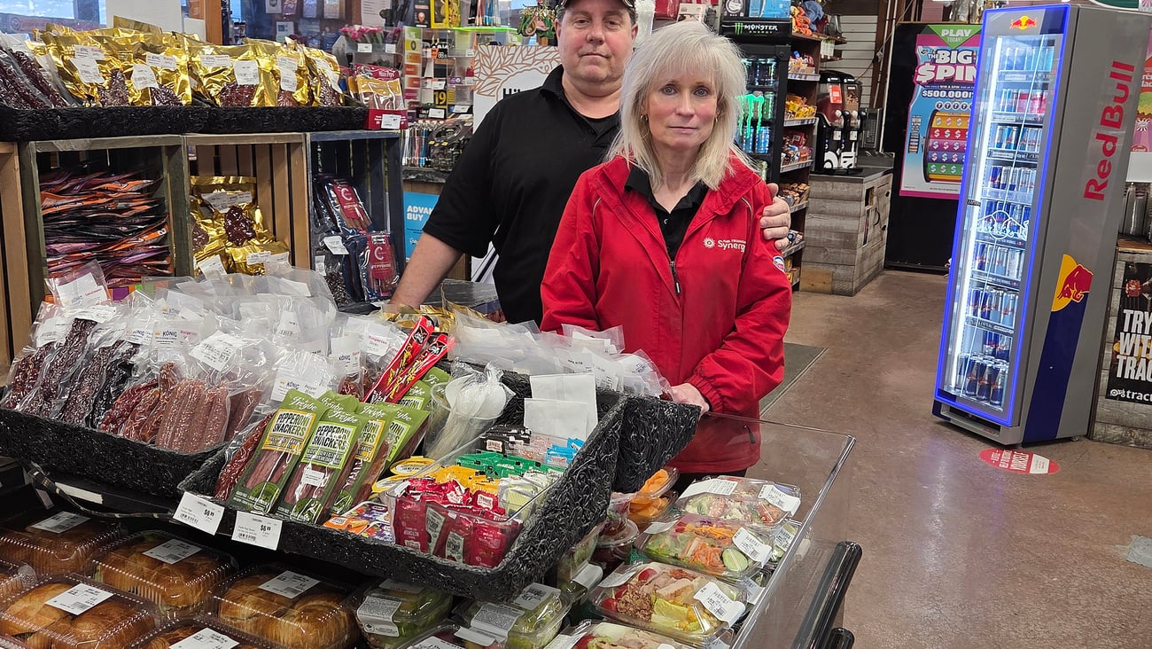 Greg and Tracy Urichuk inside Crossroads Market convenience store