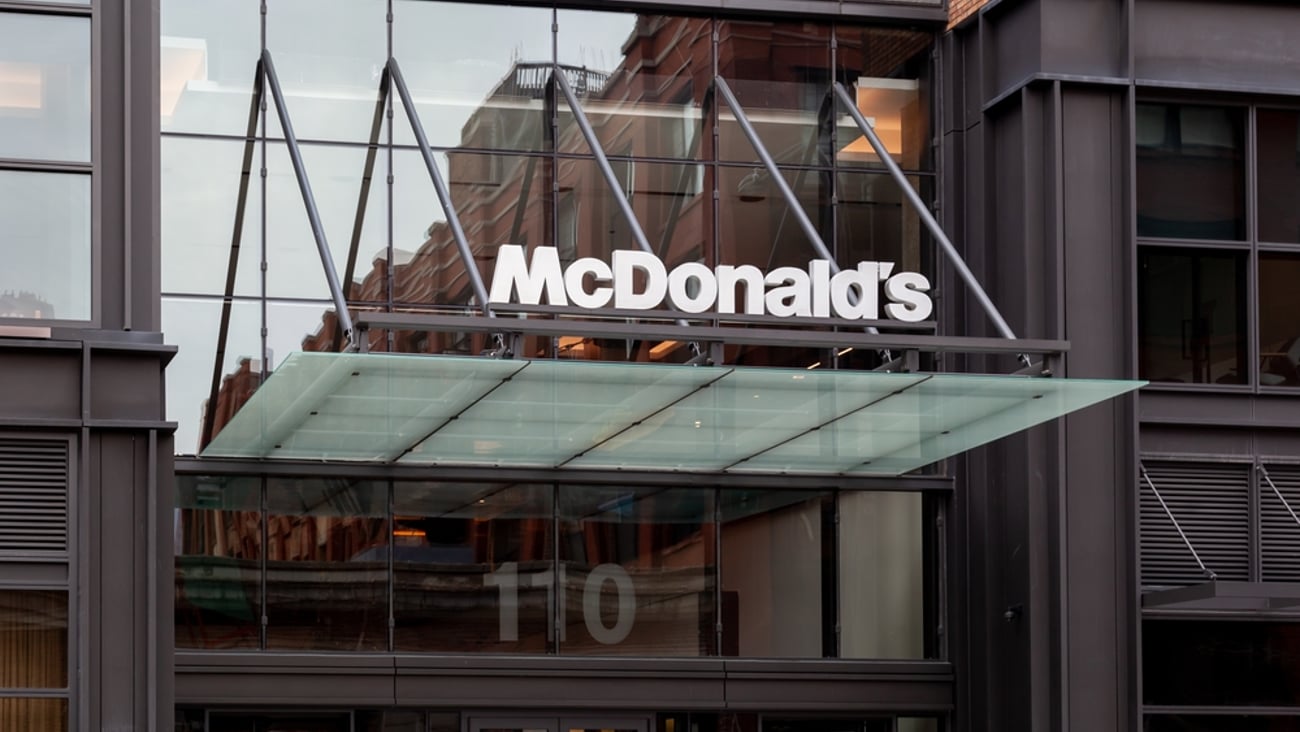 McDonald's head office with its logo above the door