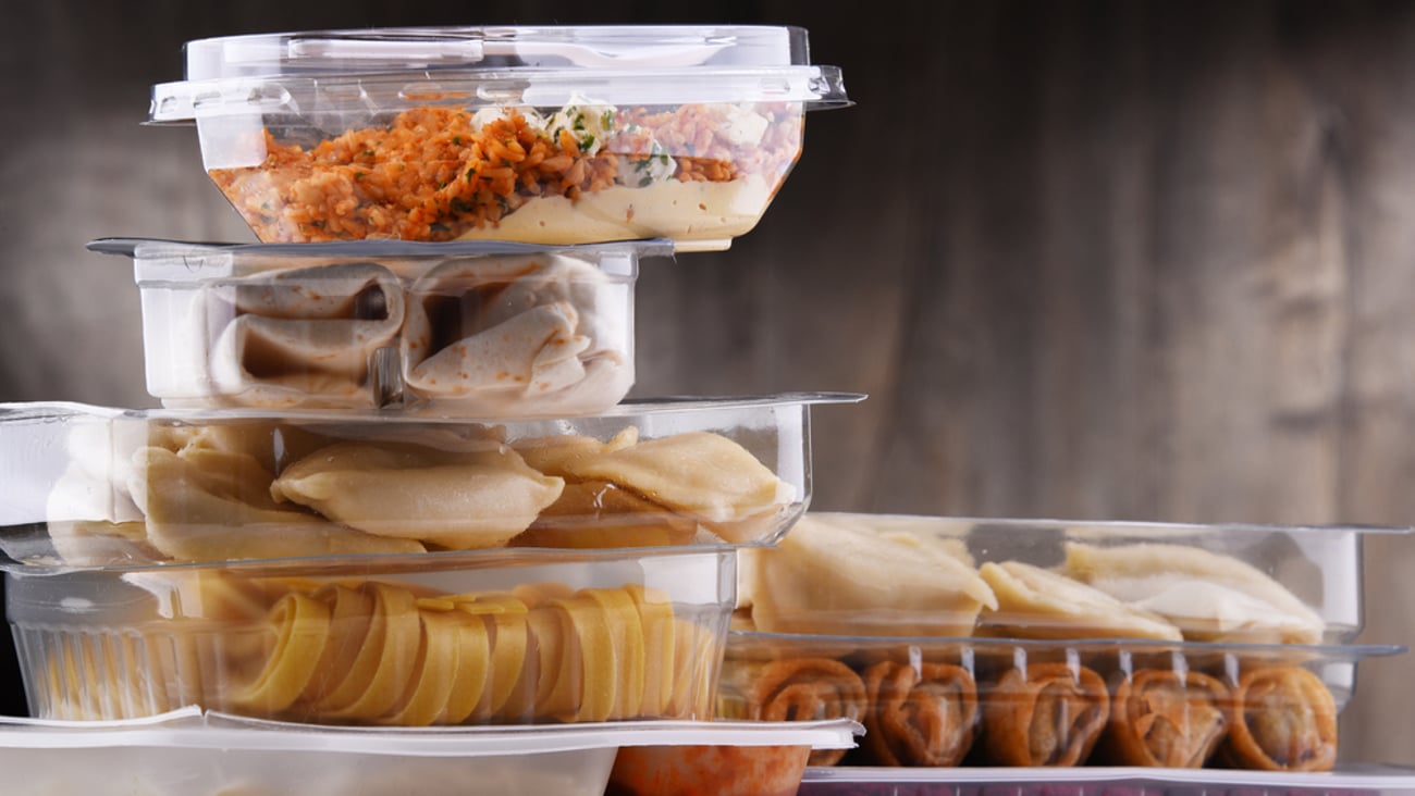 A stack of convenience store prepared foods