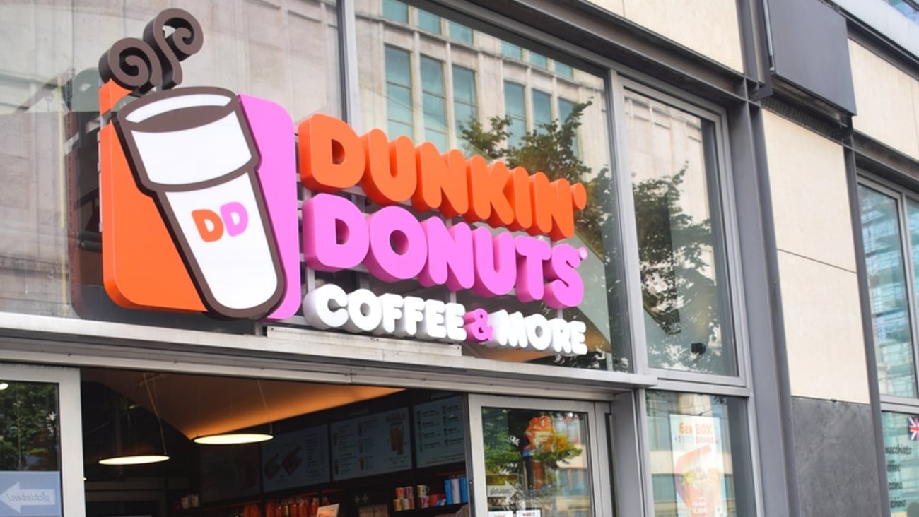 Dunkin' Donuts sign above door