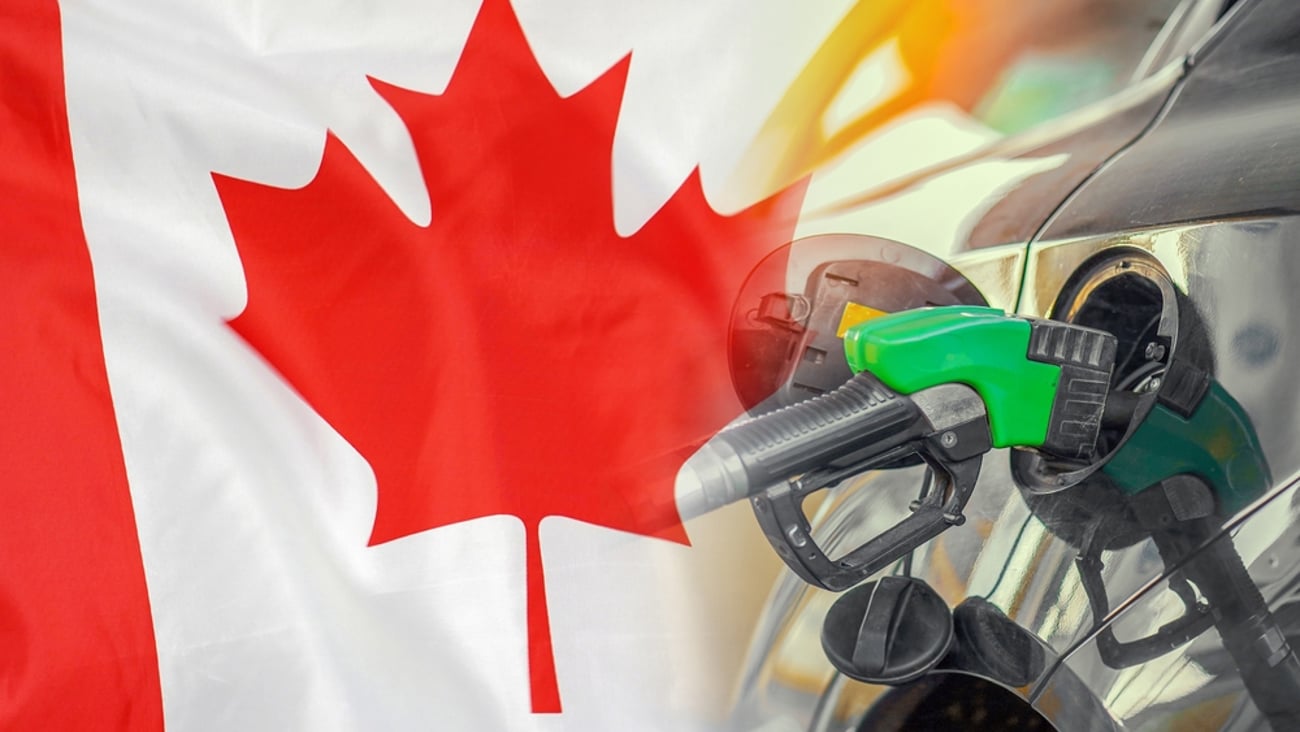 fuel pump with Canadian flag in background