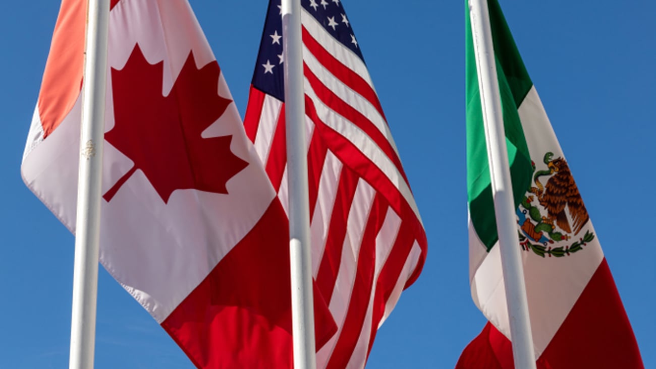 Flags of Canada, US, Mexico