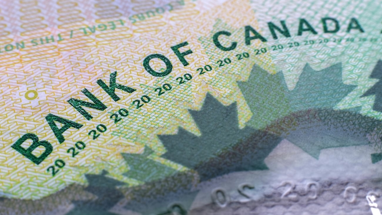 Close up of Canadian currency