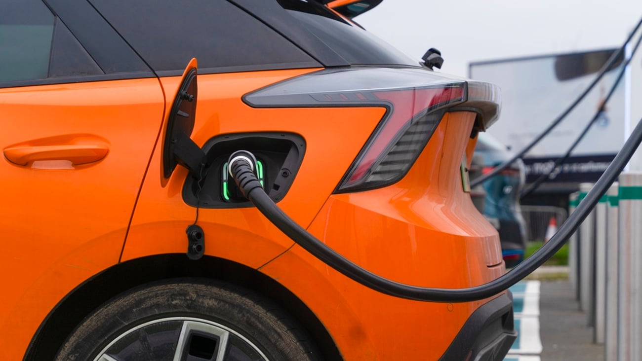 Electric car being charged
