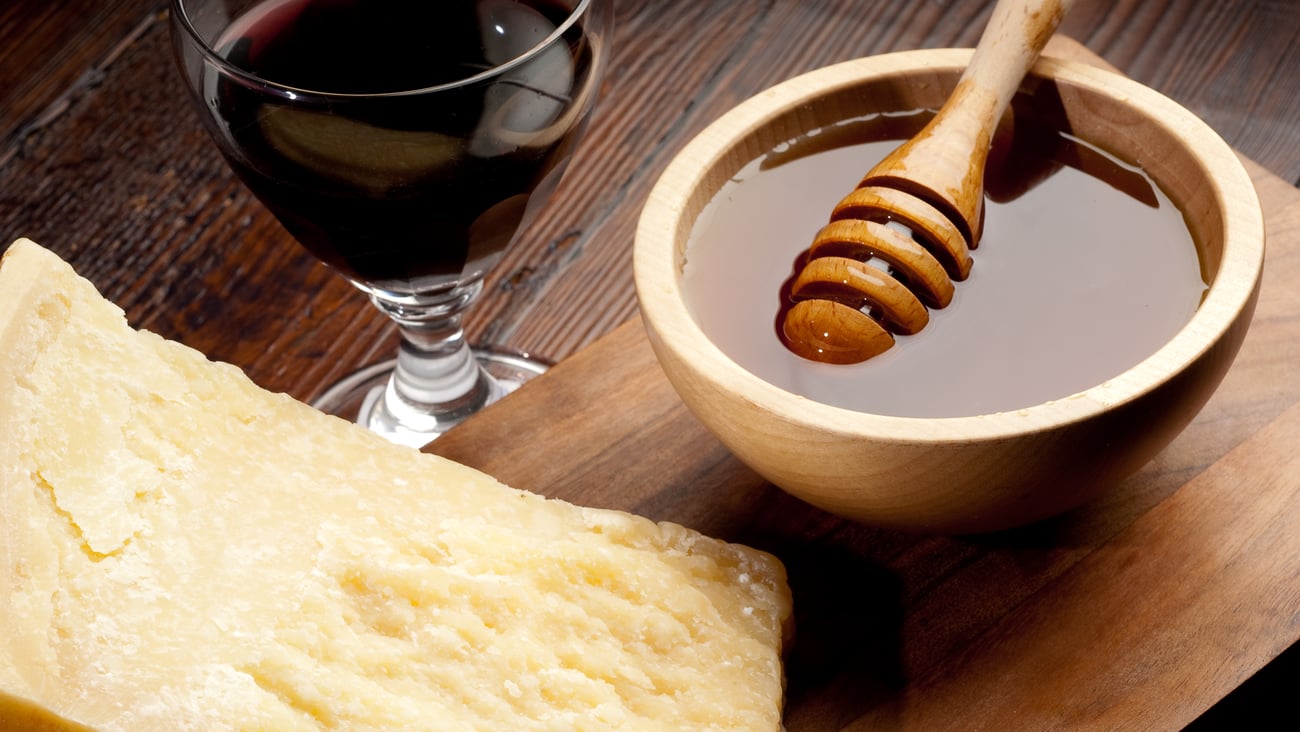 cheese, wine and honey