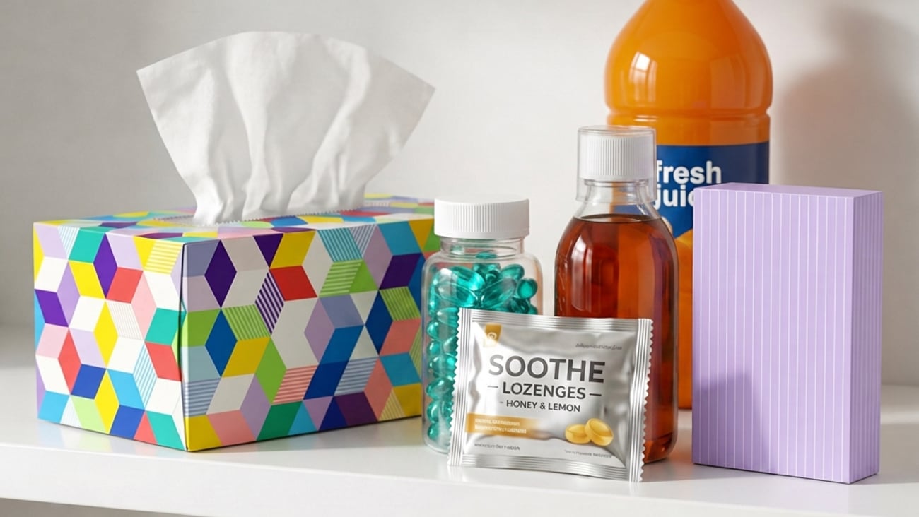 tissues lozenges and random meds