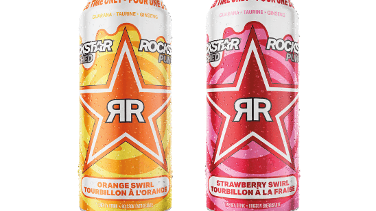 Rockstar Orange and Strawberry swirl cans