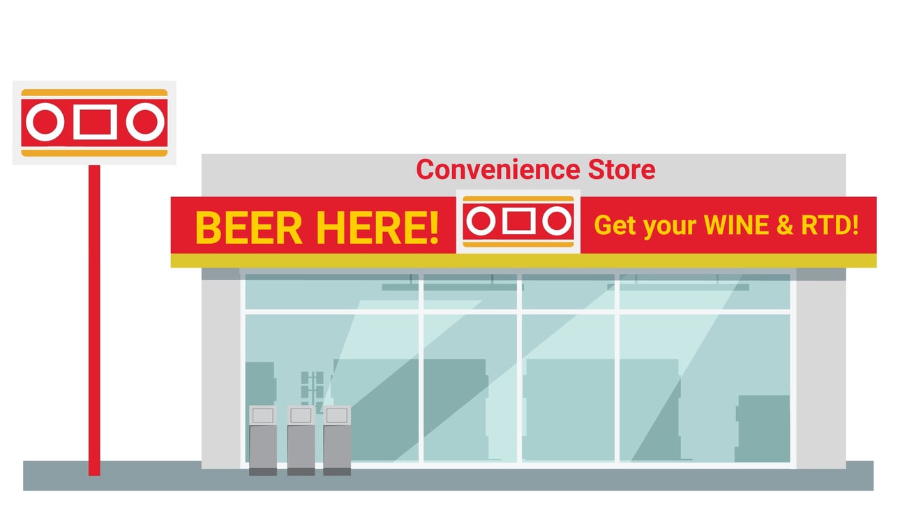 Vector image c-store selling beer and wine