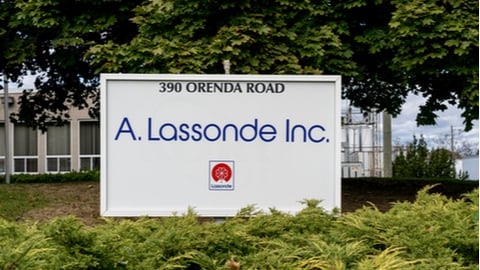 Sign in front of Lassonde's Brampton Ontario offices