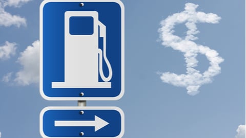 gas station sign with dollar sign in clouds