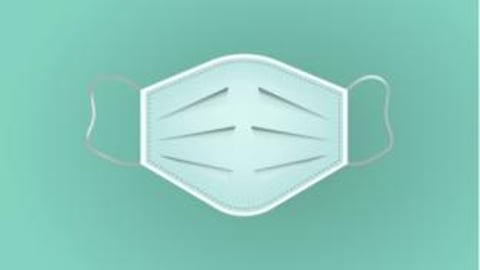 mask on a green background