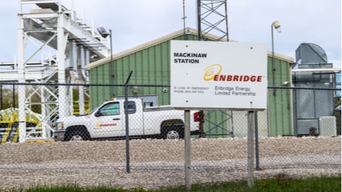 Exterior of Enbridge Inc. oil pump station at the Straits of Mackinaw. The company transports nearly two thirds of Canada's crude oil exports to the US.