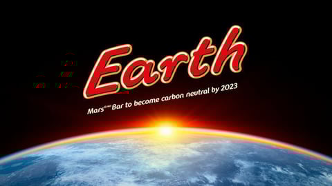 earth in the Mars bar lettering above the planet