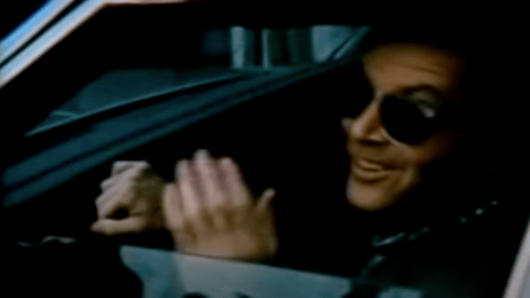 Jack Nicholson driving a hydrogen fuelled car