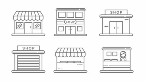 Set of store icon line design