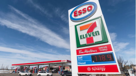 Tim Hortons at an Esso gas station with 7Eleven convenience store