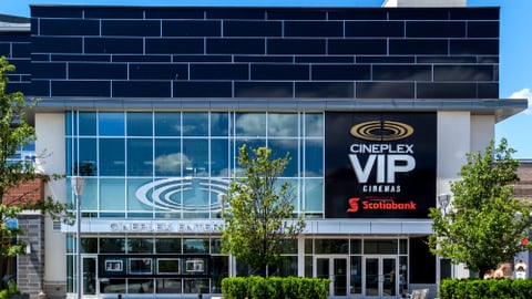 Entrance of Cineplex Cinemas at Don Mills in Toronto. Cineplex Cinemas operated by Cineplex Inc. a Canadian entertainment company.