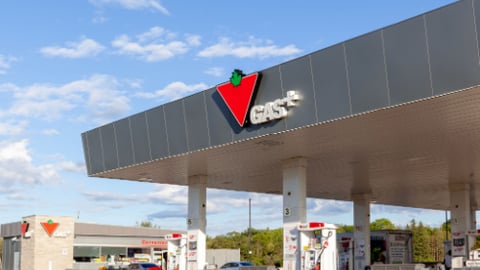 London, Ontario, Canada - August 30, 2020: A Canadian Tire Gas station in London, Ontario. Canadian Tire Corporation Limited is a Canadian retail company.