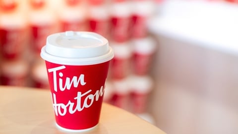 BANGKOK,THAILAND-February 2022 View of a Cup of Tim Hortons Coffee Tim Horton just open their First Coffee Shop in Bangkok in 2020