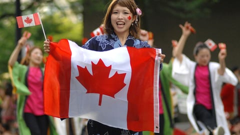 Thousands of people gathered in downtown to take part in Canada Day celebrations in Vancouver, Canada