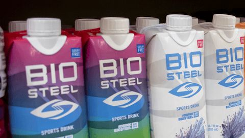 BioSteel cartons on store shelves