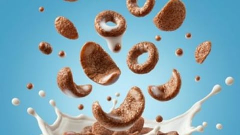 Cereal falling into bowl of milk teaser