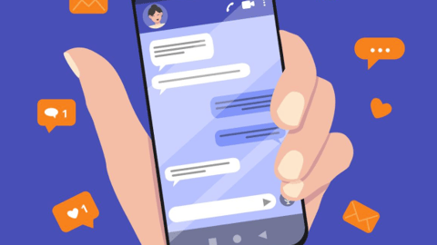 An illustration of a person holding a phone