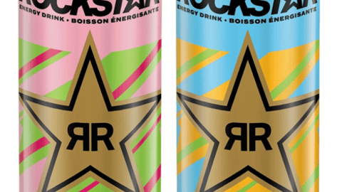Two cans of no-sugar Rockstar