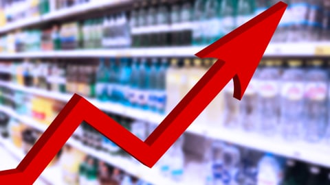 retail sales of food rise red arrow