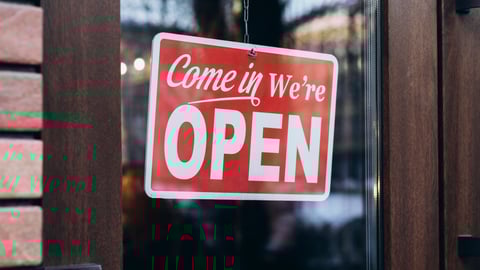 Open sign on storefront window
