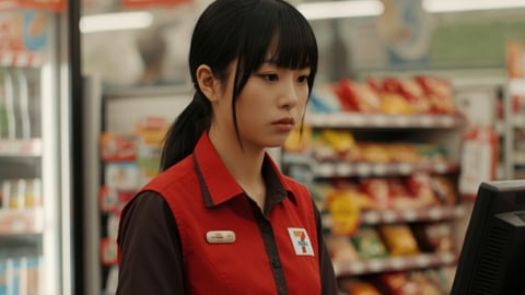 7-Eleven clerk working at cash register