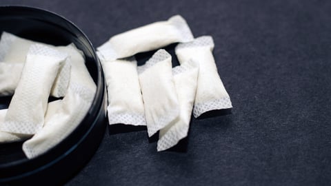Open tin of nicotine pouches