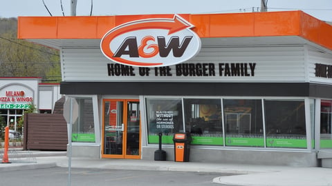 Exterior shot of an A&W restaurant