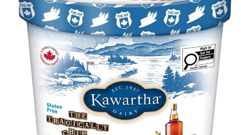 Kawartha Dairy tub of Tragically Chip ice cream