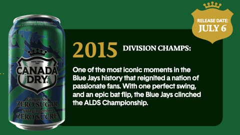 2015 Canada Dry Can celebrating Blue Jays win