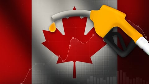 Canadian flag with fuel pump