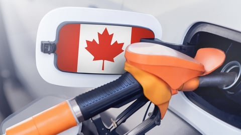 fuel pump and canadian flag in rearview mirror
