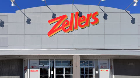 Zellers storefront with sales signs in windows