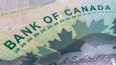 Close up of Canadian currency