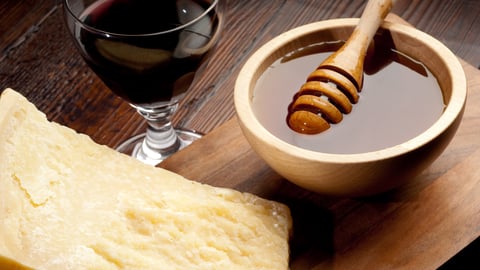 cheese, wine and honey
