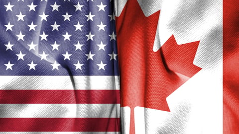 American and Canadian flags