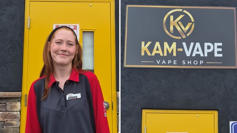employee in front of Kam-Vape