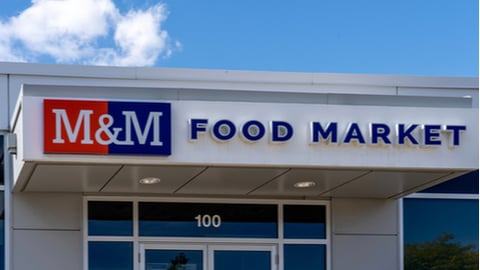 Mississauga, On, Canada - Sep. 19, 2020: M&M food market head office is shown in Mississauga, Ontario, Canada on Sep. 19, 2020. M&M food market is a Canadian frozen food retail chain.