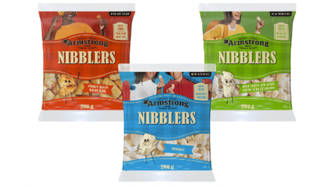 Three packs of Armstrong Nibblers cheese curds